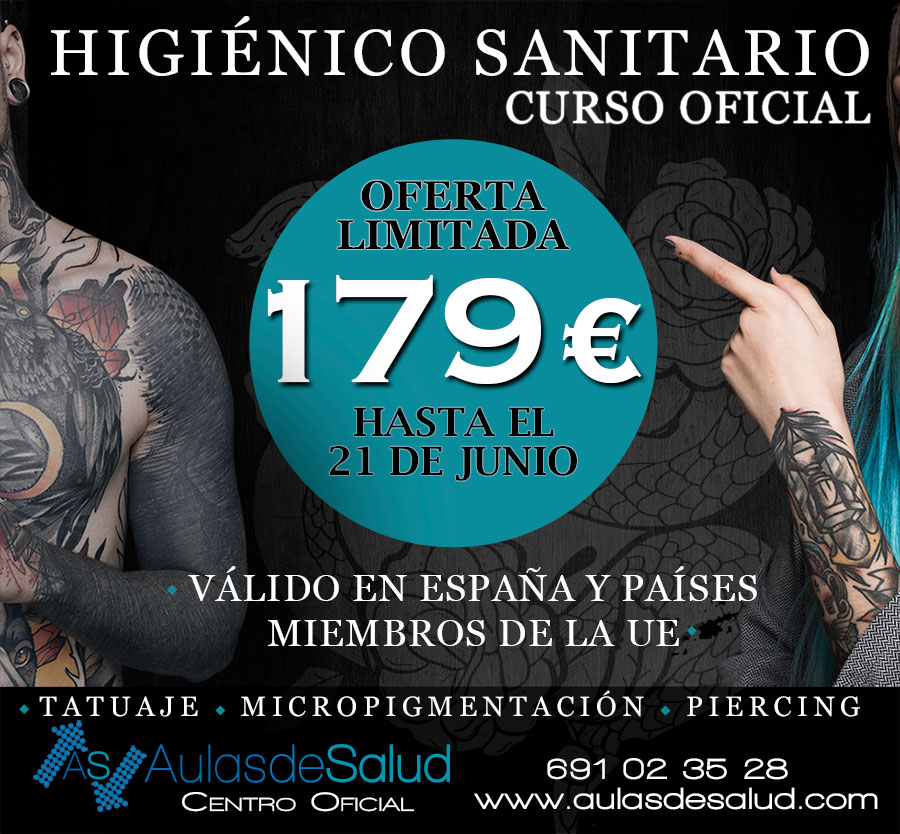 Curso Higiénico Sanitario - Precio 179€ Oferta Micropigmentación - Tatuajes - Anillados - Precio Especial